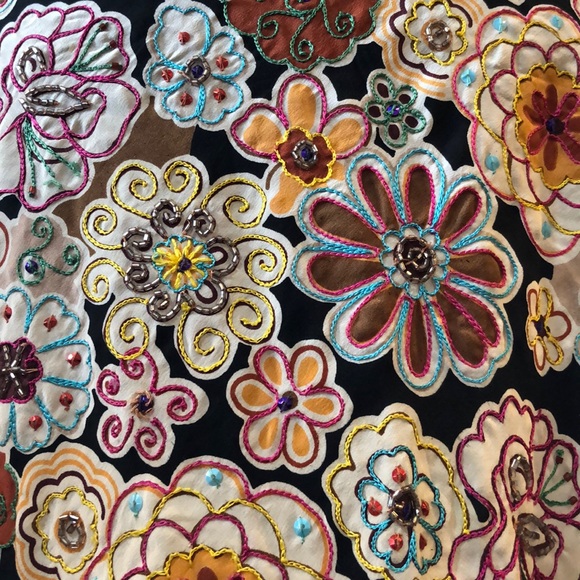 GERARD DAREL SILK BEADED & EMBROIDERED SKIRT MULTICOLORED FRENCH SIZE 40 US 8 - Picture 5 of 11